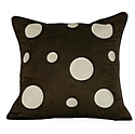 Faux Suede Spots Cushion, Brown and Cream