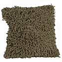 Cotton Chenille Shag Pile Cushion, Beige