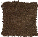 Cotton Chenille Shag Pile Cushion, Chocolate Brown