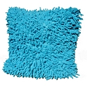 Cotton Chenille Shag Pile Cushion, Turquoise